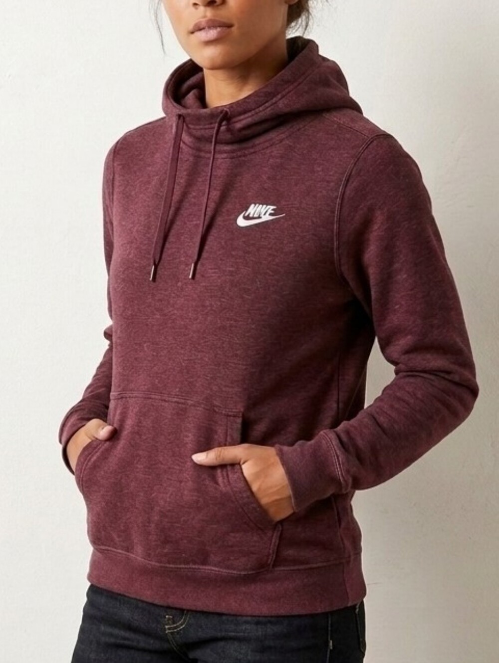 Nike Club Fleece Funnel Neck Pullover Hoodie Maroon Burgundy XL 853928-652